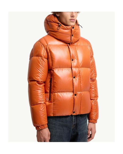Moncler Orange Parana Hooded Short Down Jacket for men