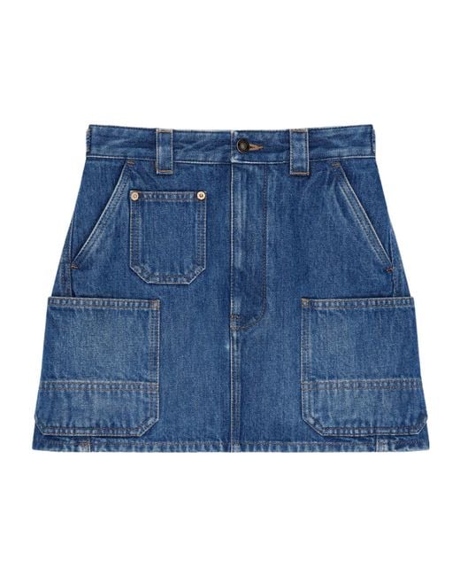 Givenchy Blue Logo-Embroidered Denim Mini Skirt