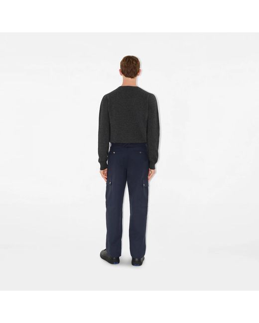 Burberry Blue Cotton Blend Cargo Trousers for men