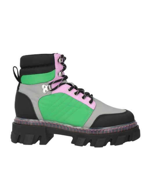 Ganni Green Multi-Color Hiking Boots