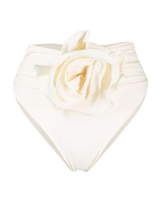 Magda Butrym White High-Waist Flower Patch Swim Bottom