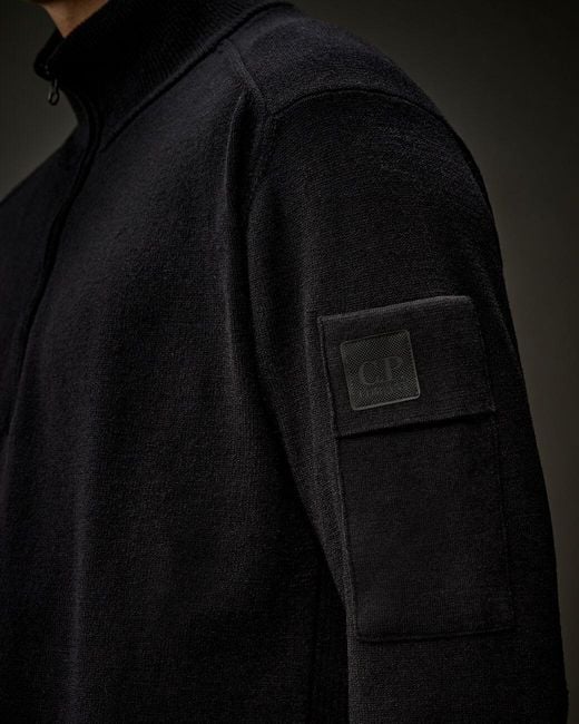 C P Company Black Half-Zip Knitwear for men