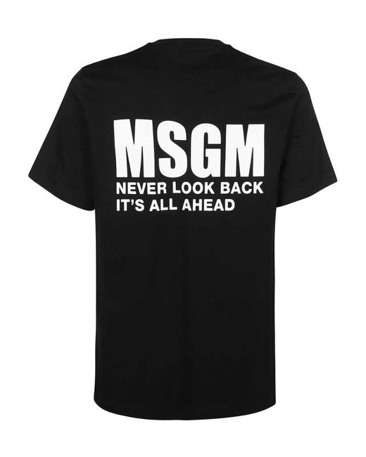 MSGM Black Logo Printed Crewneck T-Shirt for men