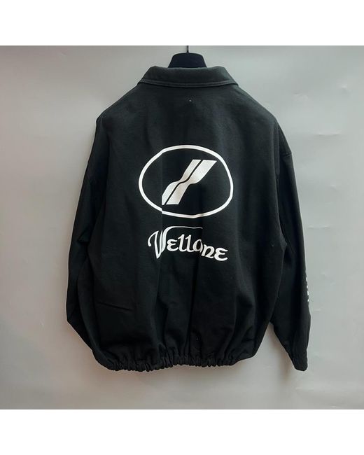 we11done Black Logo Printed Zipped Jacket for men
