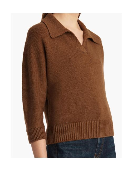 Khaite Brown Herve V-Neck Polo Jumper