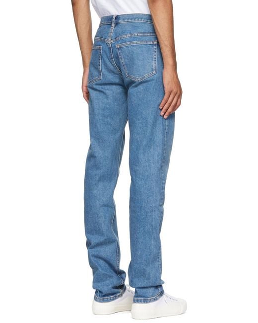 A.P.C. Blue Mid-Waist Washed Effect Jeans for men