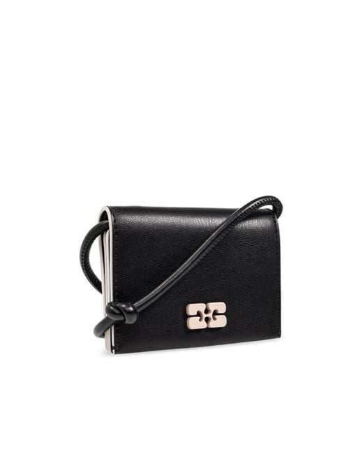 Ganni Black Bou Strapped Wallet
