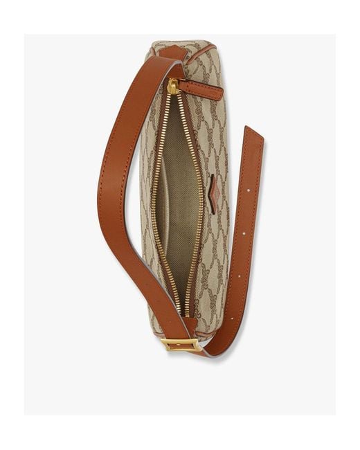 MCM White Himmel Lauretos Jacquard Shoulder Bag