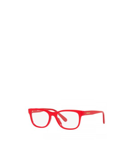 Versace Red Square-Frame Logo Glasses
