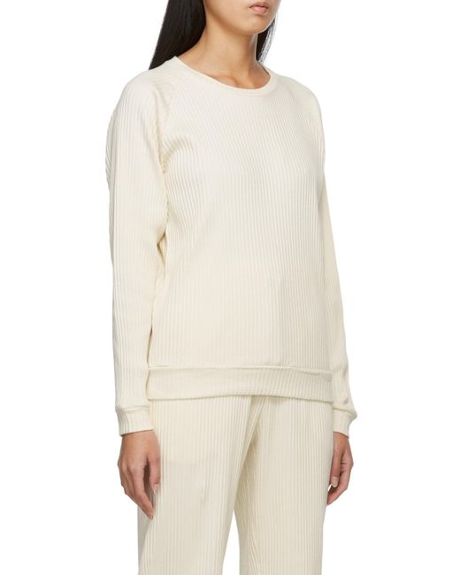 Baserange White Crew Neck Ribbed Sweatshirt