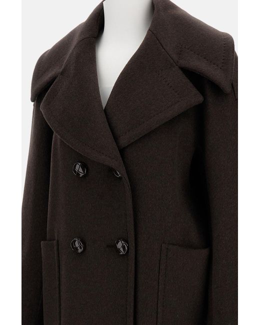 Max Mara Black Mario Double-Breasted Long-Sleeved Coat