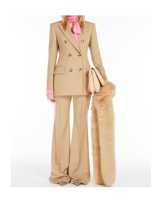 Sportmax Natural Adamo Double-Breasted Long-Sleeved Jacket