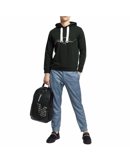 Emporio Armani Black Logo Hooded Sweater for men