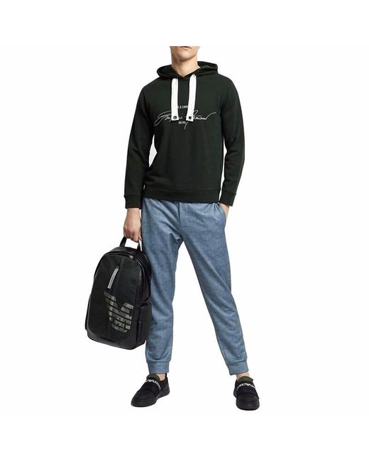 Emporio Armani Black Logo Hooded Sweater for men