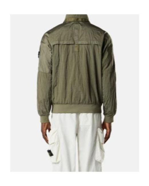 Stone Island Green Logo Patch Bomber Jacket for men