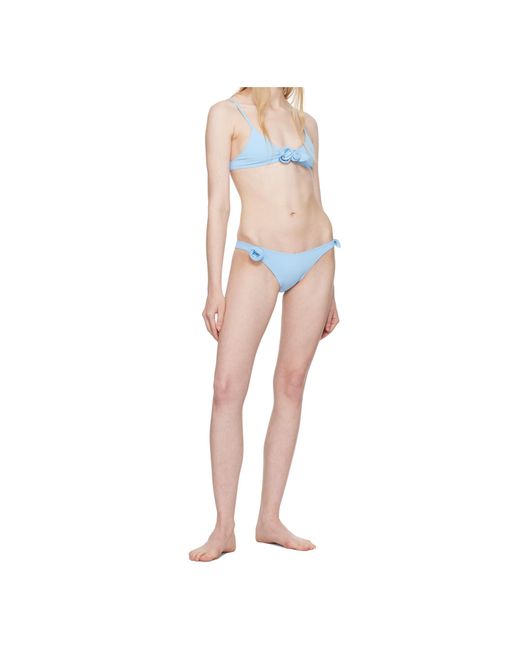 Coperni Blue Flower-Detail Tie-Side Bikini Bottoms