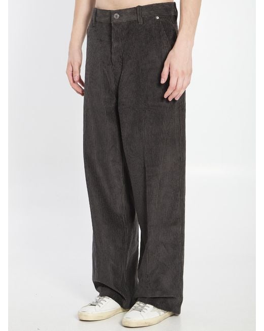 AMI Gray Wide Leg Corduroy Pants for men
