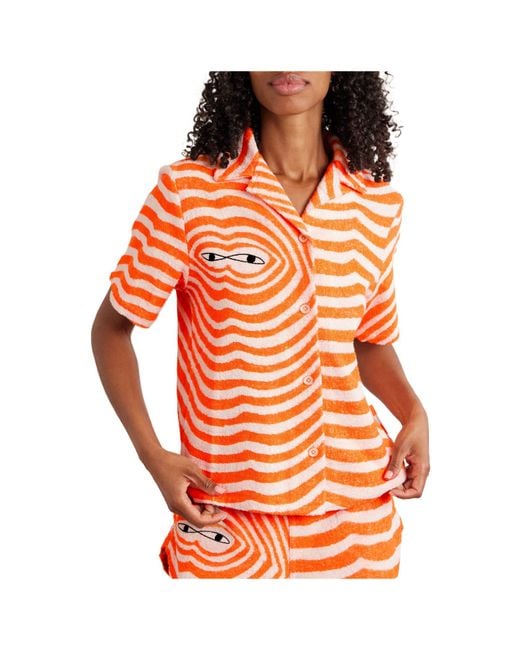 The Elder Statesman Orange Colorful Cotton Shirt
