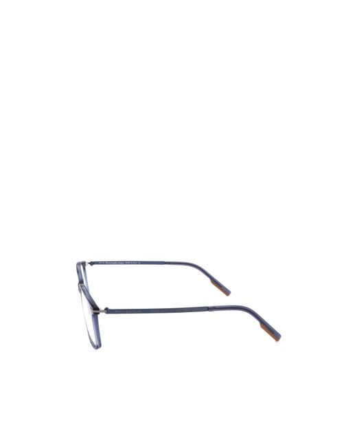 Zegna White Rectangular Frame Glasses for men
