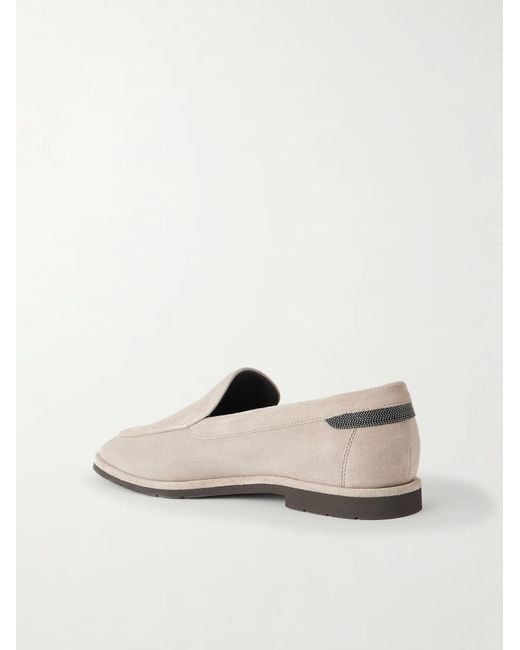 Brunello Cucinelli White Round-Toe Loafers