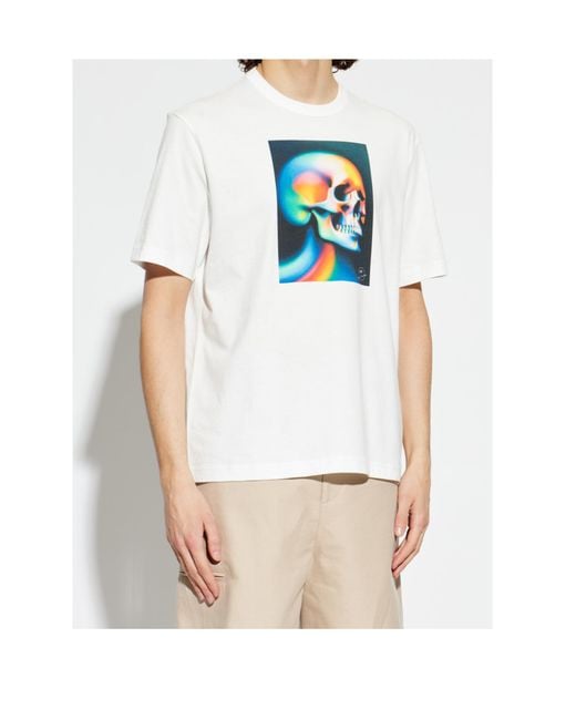 Paul Smith White Ps Paul Smith Graphic Printed T-Shirt for men