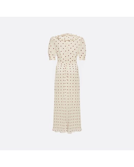 Alessandra Rich White Polka-Dot Ruffled Midi Dress