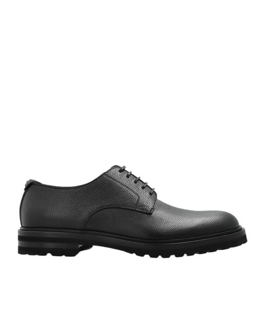 Dolce & Gabbana Black Round Toe Lace-Up Shoes for men