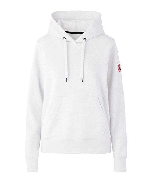 Canada Goose White Logo-Patch Cotton Hoodie