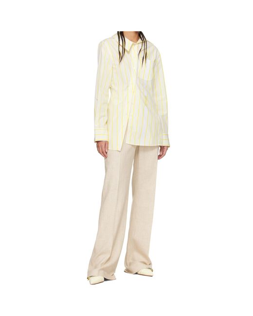 Jacquemus Natural La Chemise Pablo Asymmetric Striped Shirt