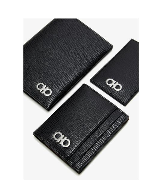 Ferragamo Black Set: Document Holder, Card Holder for men