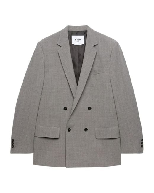 MSGM Gray Double Breasted Tailored Blazer for men