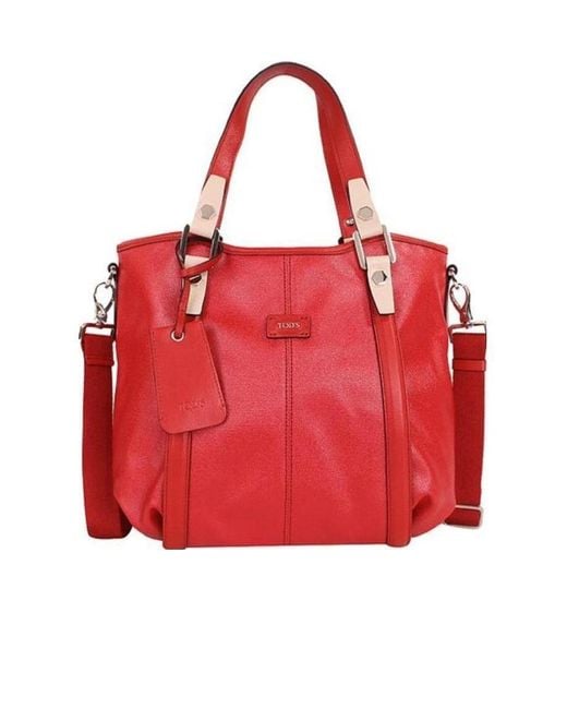 Tod's Red Double Handle And One Shoulder Bag