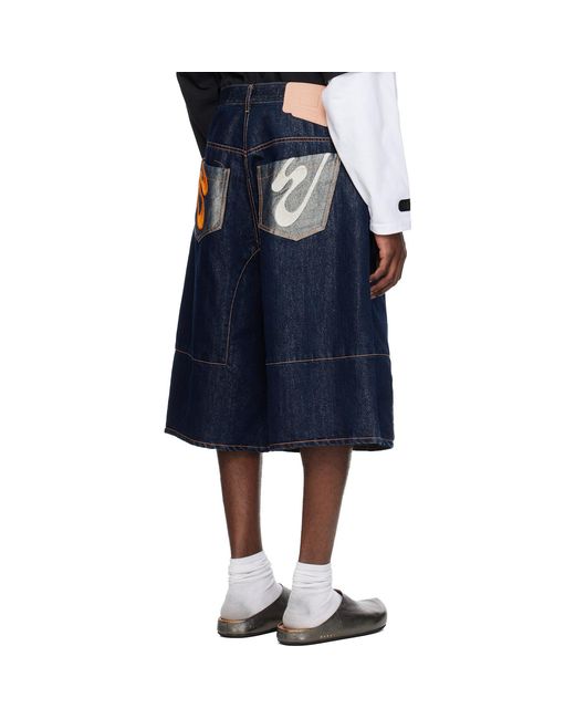 PDF CHANNEL Blue Pdf Channel Logo Denim Shorts for men