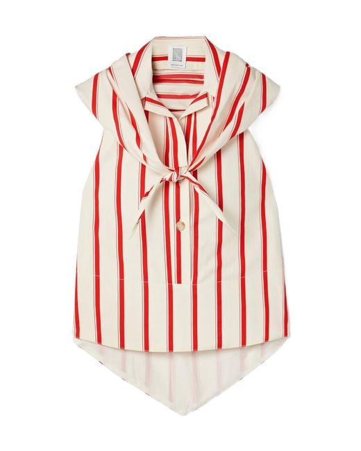 Rosie Assoulin Red And Striped Sleeveless Shirt