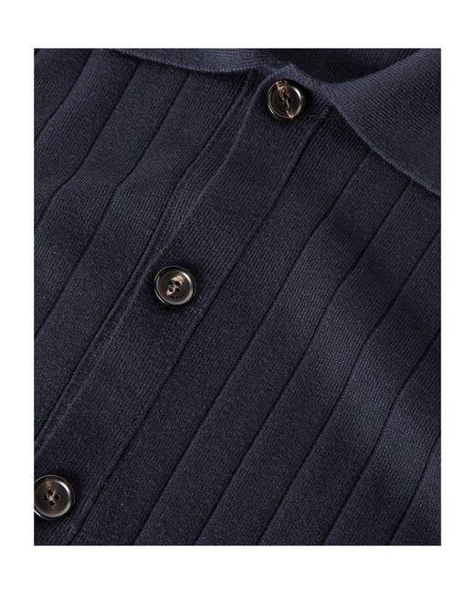 Loro Piana Blue Long-Sleeved Knitted Cardigan for men