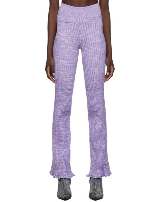 Rabanne Purple Logo High-Rise Knitted Pants
