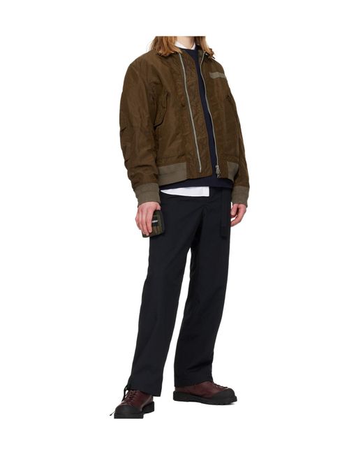 Sacai Brown Treated Nylon Twill Pilot Jacket for men