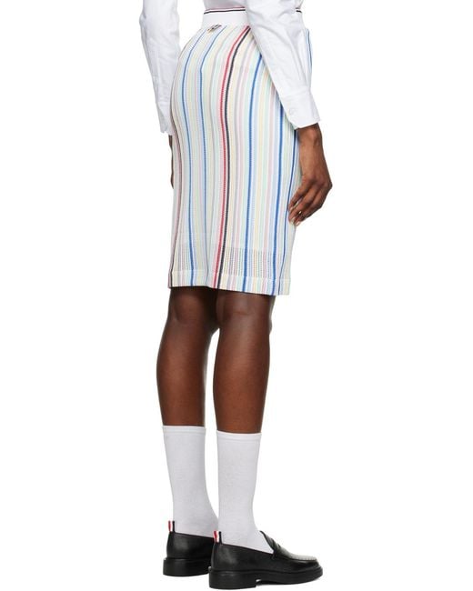Thom Browne White Striped Knitted Skirt