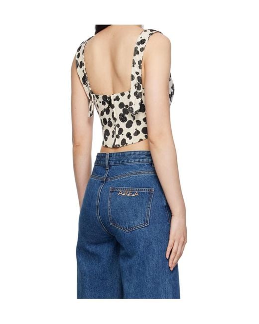 Area Blue Dalmatian-Print Denim Corset Top