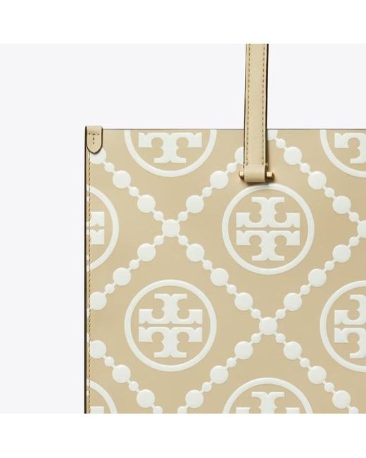 Tory Burch Natural T Monogram-Embossed Tote Bag