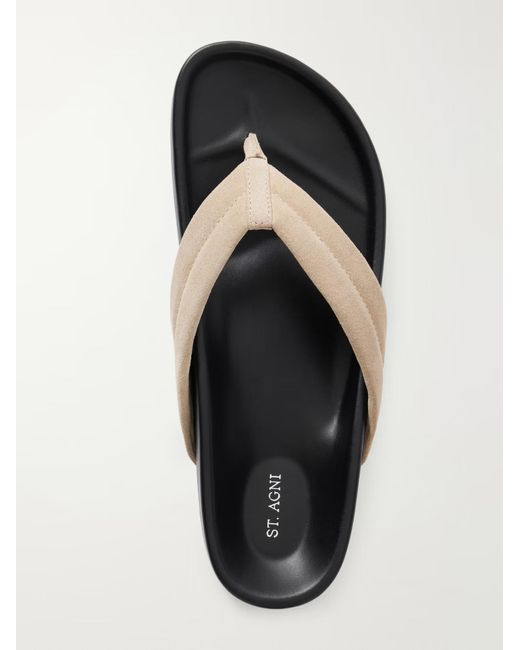 St. Agni White Suede Platform Flip-Flops