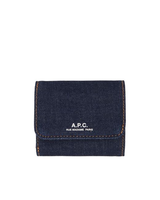 A.P.C. Blue Trifold Wallet for men