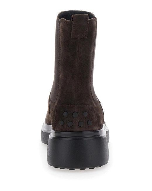 Tod's Black Round Toe Slip On Boots