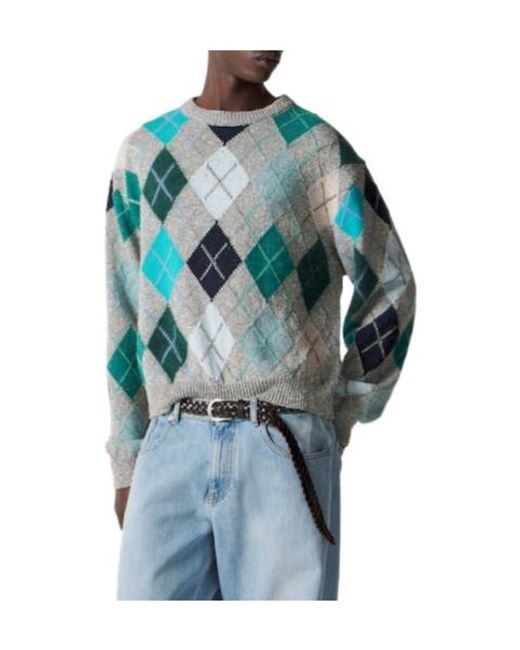 ERL Blue Diamond Pattern Sweater for men