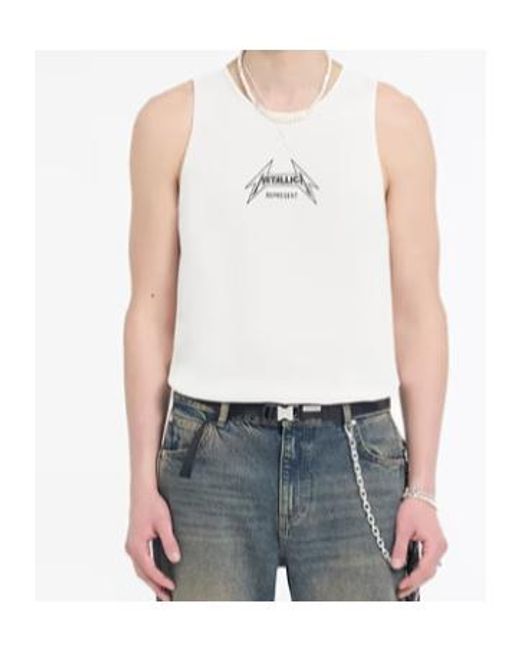 Represent White Metallic Logo Sleeveless T-Shirt for men