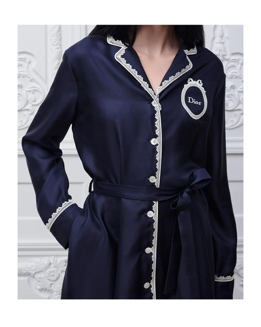 Dior Blue Médaillon Embroidered Short Shirtdress