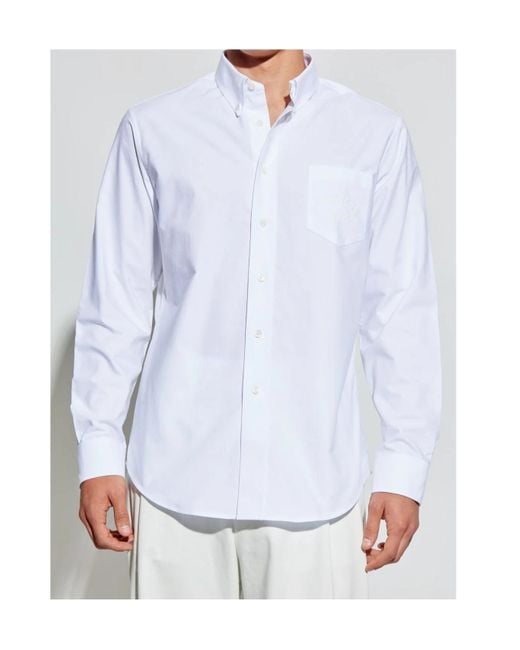 Givenchy White Paris Logo Embroidered Long-Sleeved Shirt for men