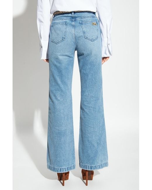 MICHAEL Michael Kors Blue Belted Bootcut High-Rise Jeans