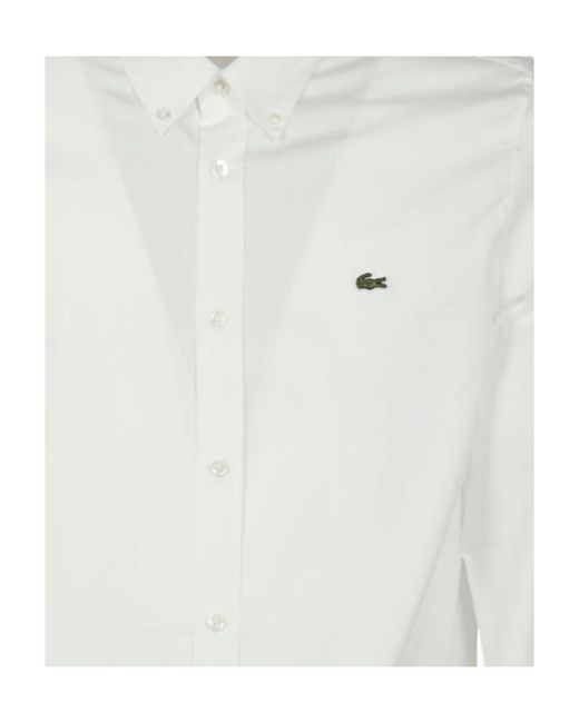 Lacoste White Logo Patch Regular Fit Shirt for men