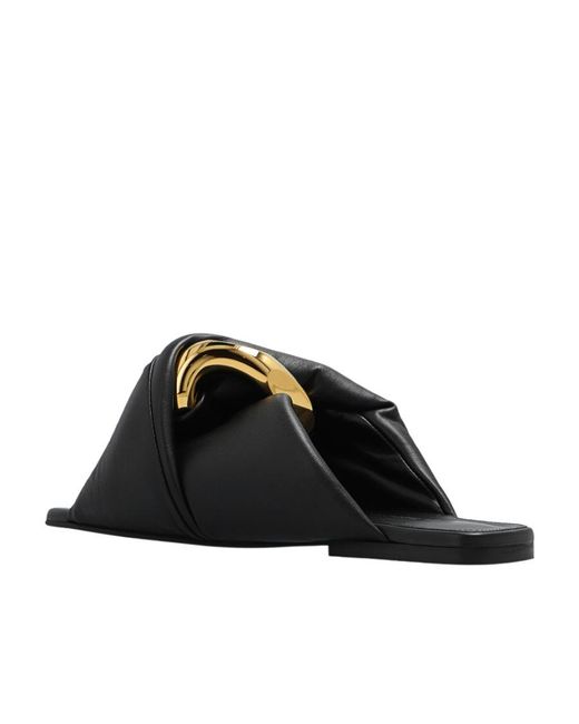 J.W. Anderson Black Chain Twist Leather Slides
